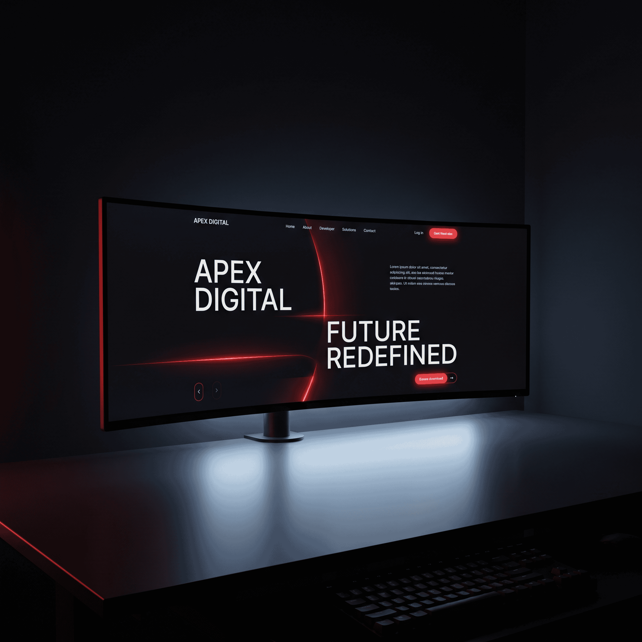 Premium website design on ultrawide monitor